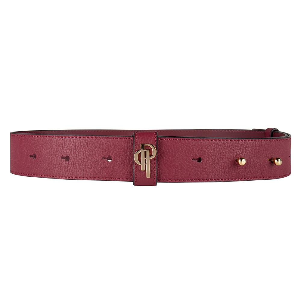 Burgundy belt pouchi with monogram logo