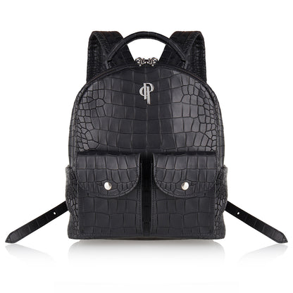 POUCHI backpack calf leather embossed croco