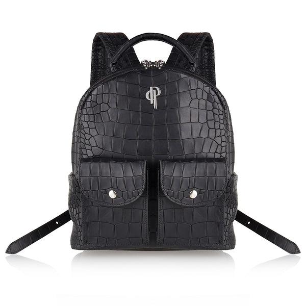 POUCHI backpack calf leather embossed croco