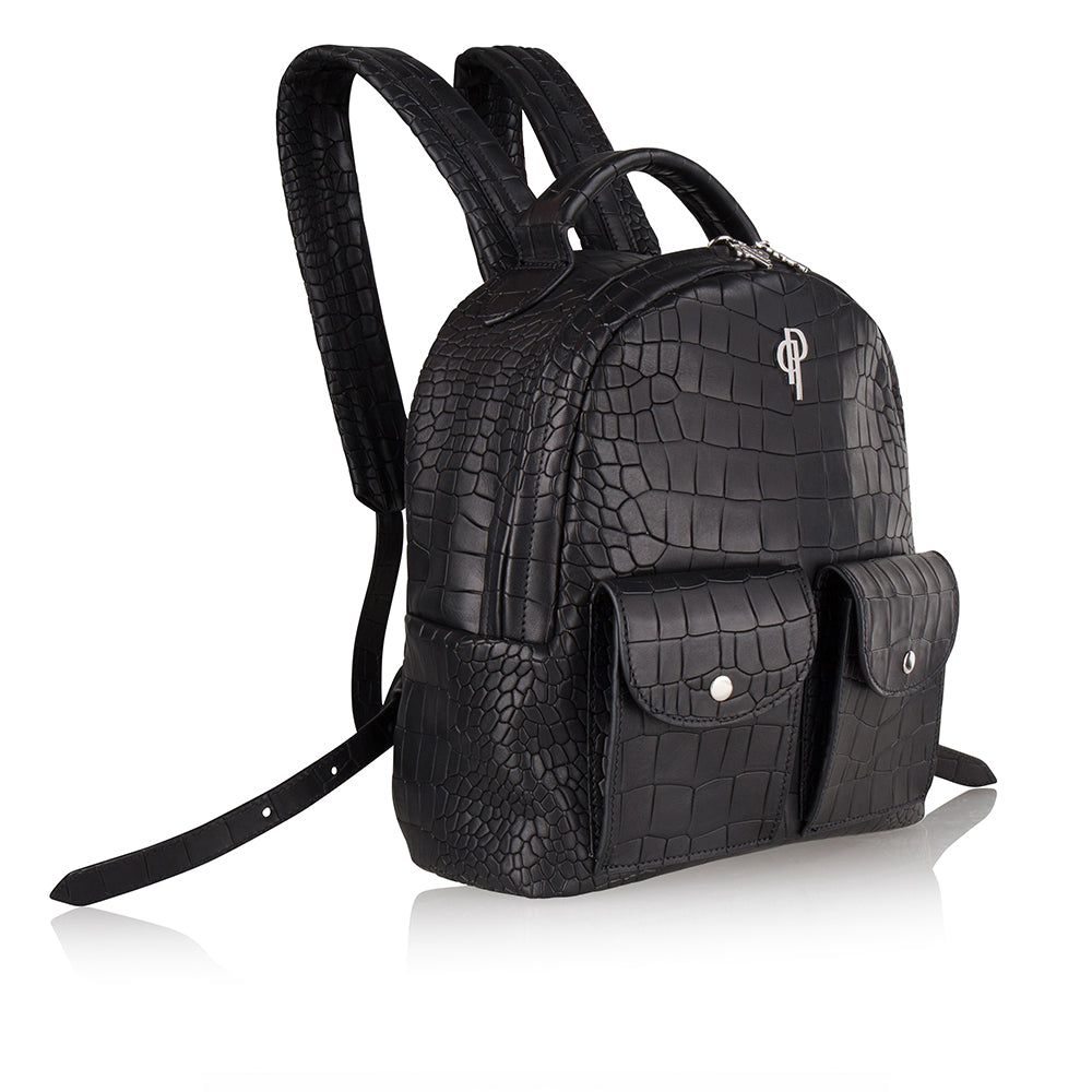 Pouchi backpack calf leather embossed croco - side image