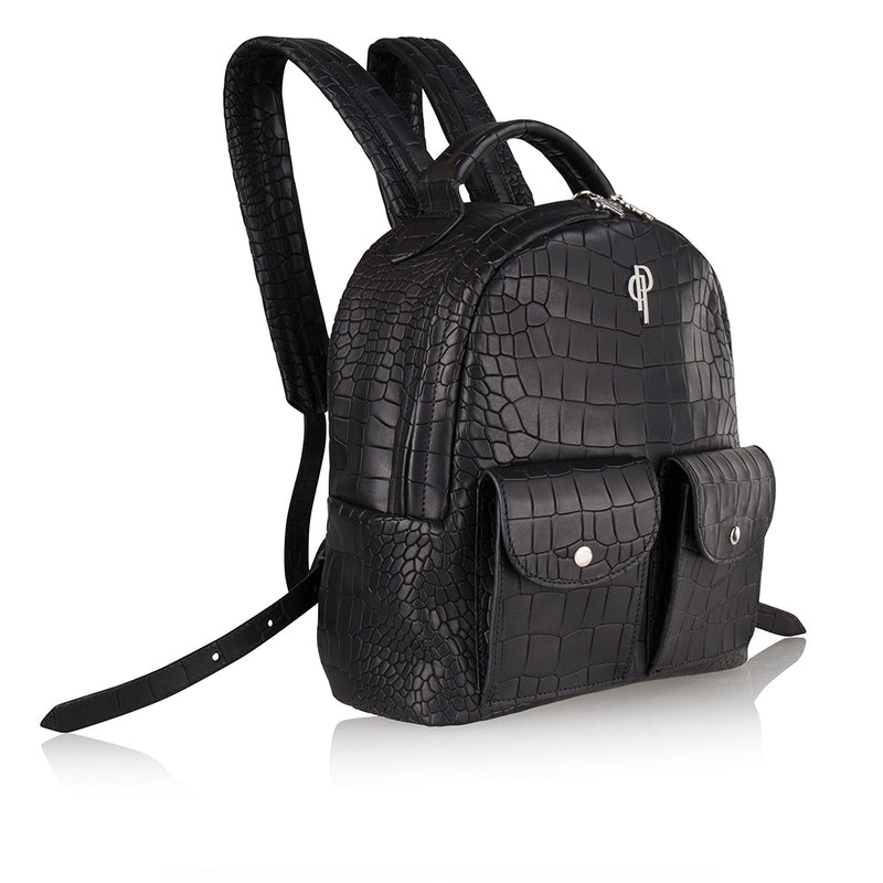 Pouchi backpack calf leather embossed croco - side image