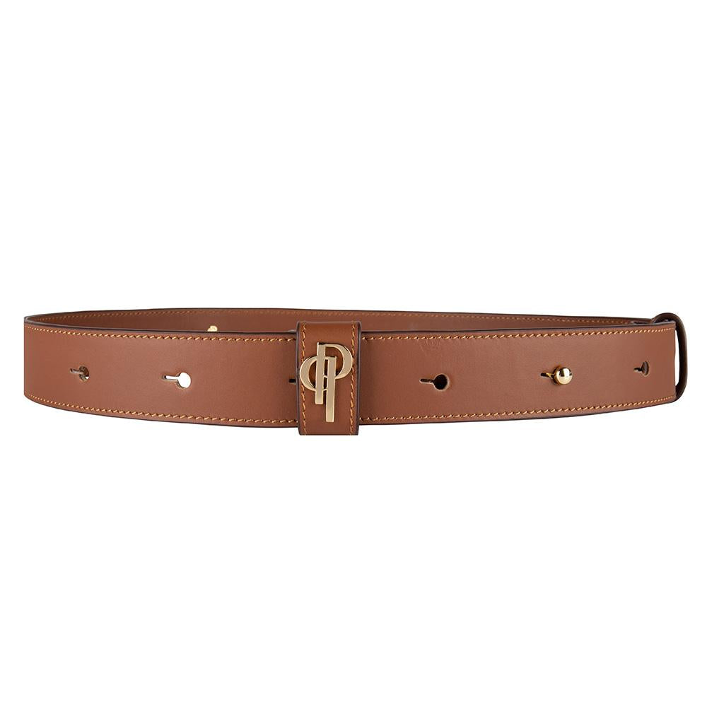 Cognac belt pouchi with monogram logo